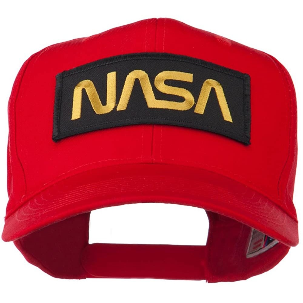 Baseball Caps Black NASA Embroidered Patched High Profile Cap - Red - CP11MJ3S12R $11.75