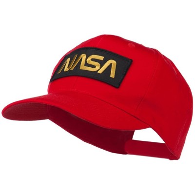 Baseball Caps Black NASA Embroidered Patched High Profile Cap - Red - CP11MJ3S12R $11.75