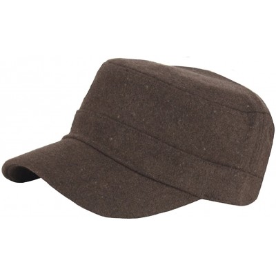 Baseball Caps A156 Pre-Curved Wool Winter Warm Simple Design Club Army Cap Cadet Military Hat - Brown - C012OBRUB02 $37.66