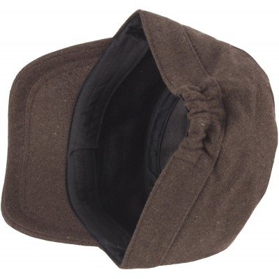 Baseball Caps A156 Pre-Curved Wool Winter Warm Simple Design Club Army Cap Cadet Military Hat - Brown - C012OBRUB02 $19.99