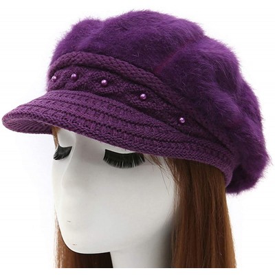 Skullies & Beanies Winter Crochet Newsboy Beanie - Purple - CW186C8E5UA $12.57