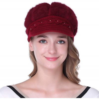 Skullies & Beanies Winter Crochet Newsboy Beanie - Purple - CW186C8E5UA $12.57