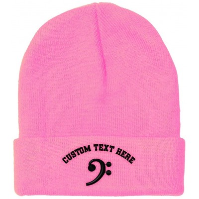 Skullies & Beanies Custom Beanie for Men & Women Black Bass Clef Embroidery Acrylic Skull Cap Hat - Soft Pink - CX18ZS3QDTE $...