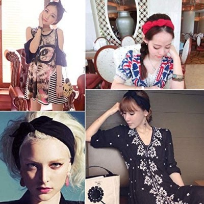 Headbands Vintage Adults Elastic Headband Bunny Ears Bow Hairband Hair Decor Accessory - Sky Blue - CJ12GTBSZ25 $6.93