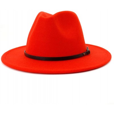 Fedoras Women Belt Buckle Fedora Hat - Orange - CE18XSIN7O8 $17.84