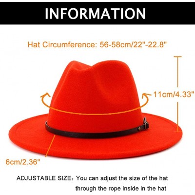 Fedoras Women Belt Buckle Fedora Hat - Orange - CE18XSIN7O8 $17.84