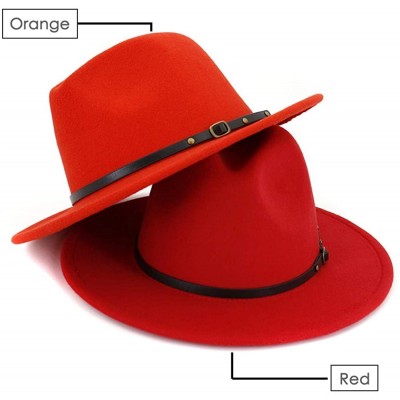 Fedoras Women Belt Buckle Fedora Hat - Orange - CE18XSIN7O8 $17.84