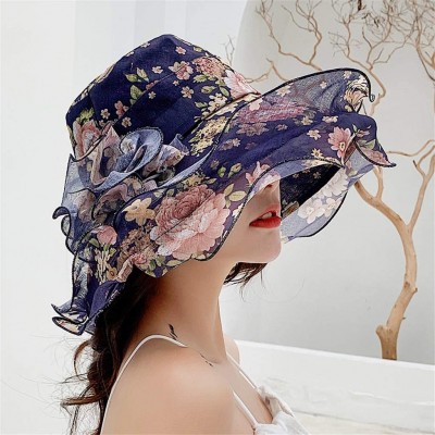 Visors Kentucky Derby Hat- Women's Organza Church Kentucky Derby Fascinator Bridal Tea Party Wedding Hat - Navy2 - CA18U9I5TW...