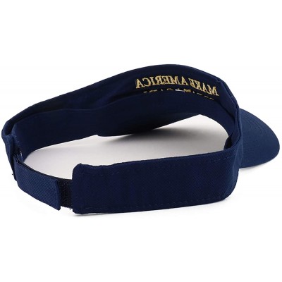 Visors Donald Trump Visor- Make America Great Again - Metallic Gold Embroidered Visor Cap - Navy - C518UDRANG9 $23.02