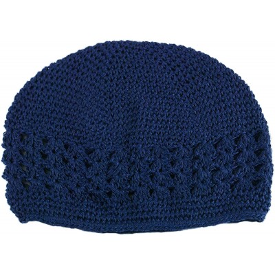 Skullies & Beanies Knit Kufi Hat - Koopy Cap - Crochet Beanie - Navy Blue - CM12COR3DHZ $7.77