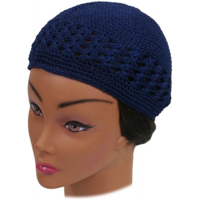 Skullies & Beanies Knit Kufi Hat - Koopy Cap - Crochet Beanie - Navy Blue - CM12COR3DHZ $7.77