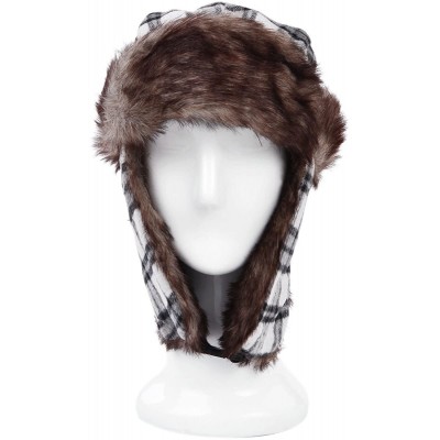 Bomber Hats Warm Winter Plaid Faux Fur Trapper Ski Snowboard Hunter Hat - Diff Colors - White/Grey - CH1273T7ZEB $10.46