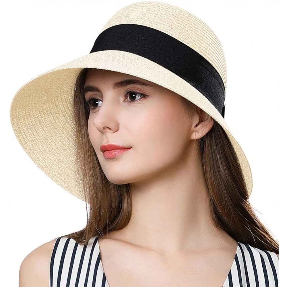 Sun Hats Small Head Women Packable SPF Sun Hat Bucket Chin Strap Summer Beach for Girls 54-56cm - Beige_69087 - C518SQ9I3UZ $...