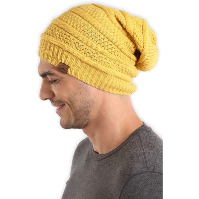 Skullies & Beanies Slouchy Cable Knit Beanie for Men & Women - Winter Toboggan Hats for Cold Weather - Oversized Slouch Beani...