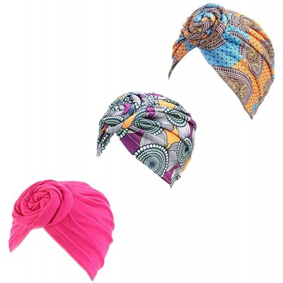 Skullies & Beanies 4Packs 3Packs Pattern Headwrap Pre Tied - Colors-2+1-pink - CW192X7OZN6 $20.18