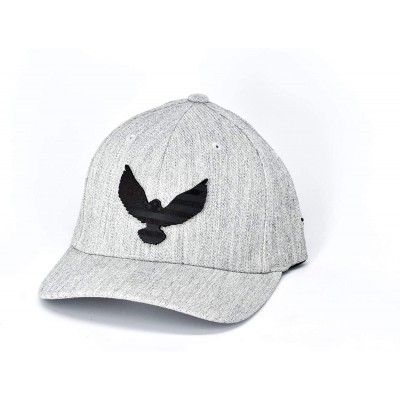 Baseball Caps Midnight Eagle' Leather Patch Flex Fit Fitted Hat - (Heather Grey) - C41950UO2OQ $35.47