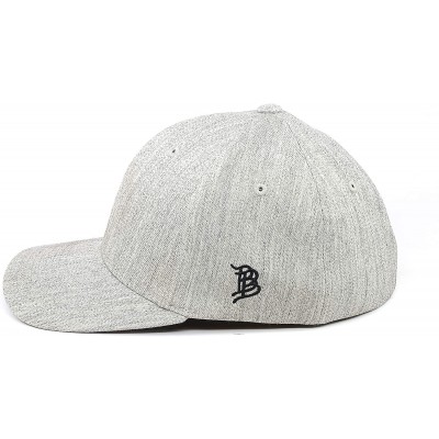 Baseball Caps Midnight Eagle' Leather Patch Flex Fit Fitted Hat - (Heather Grey) - C41950UO2OQ $35.47