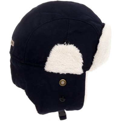 Skullies & Beanies Trooper Ear Flap Cap w/Faux Fur Lining Hat - Canvas Navy - CB128FCO5C5 $13.76