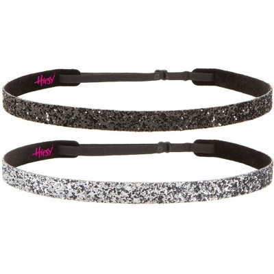 Headbands Women's Adjustable NO Slip Skinny Bling Glitter Headband - Gunmetal & Black - C611MNIWVAZ $14.64