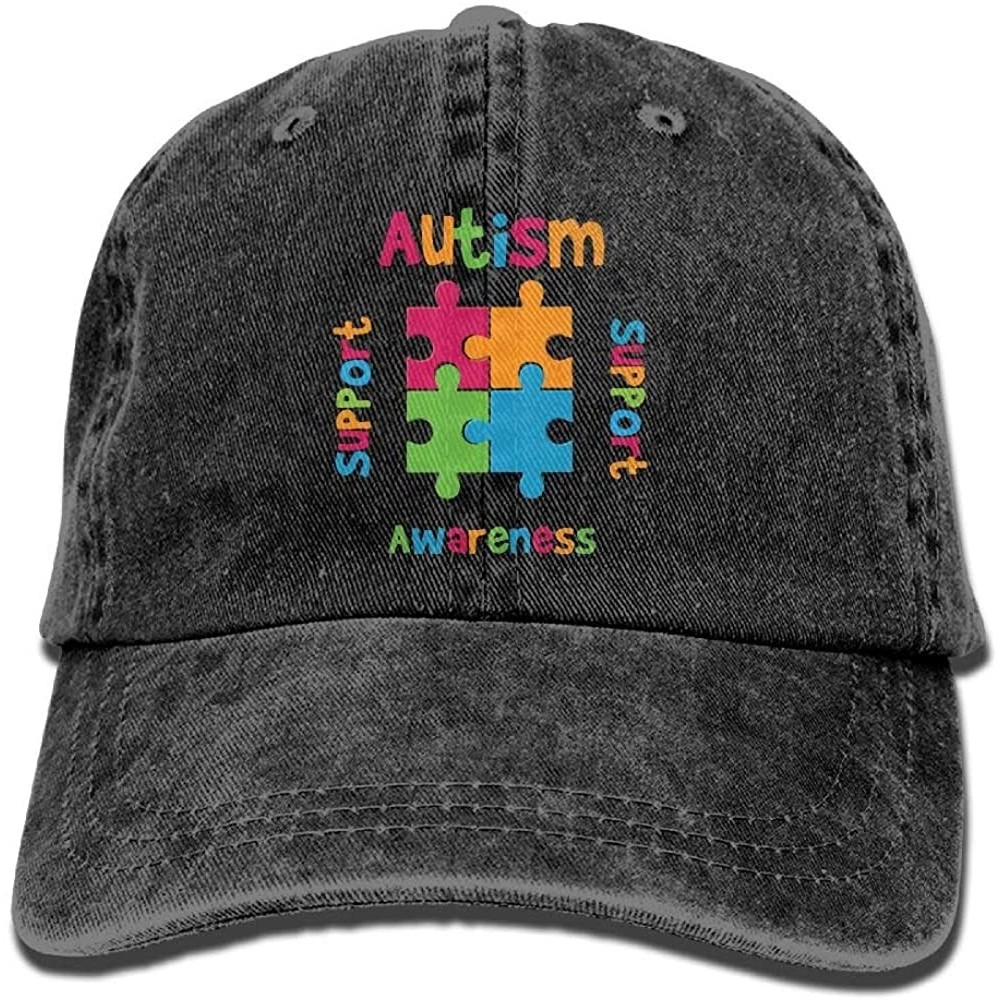 Baseball Caps Autism Awareness Support Love Adult Sport Adjustable Baseball Cap Cowboy Hat - Black - CT187DIWQUY $9.08
