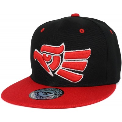 Baseball Caps Hecho En Mexico Eagle 3D Embroidered Fitted Flatbill Snapback Cap - Black Red - C518CM697GS $15.39