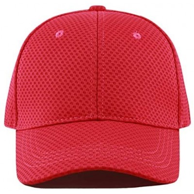 Baseball Caps Men's Curved Brim Stretch Fit Mesh 6 Panel Fitted Baseball Cap - Red - CU18I8U04O3 $12.06