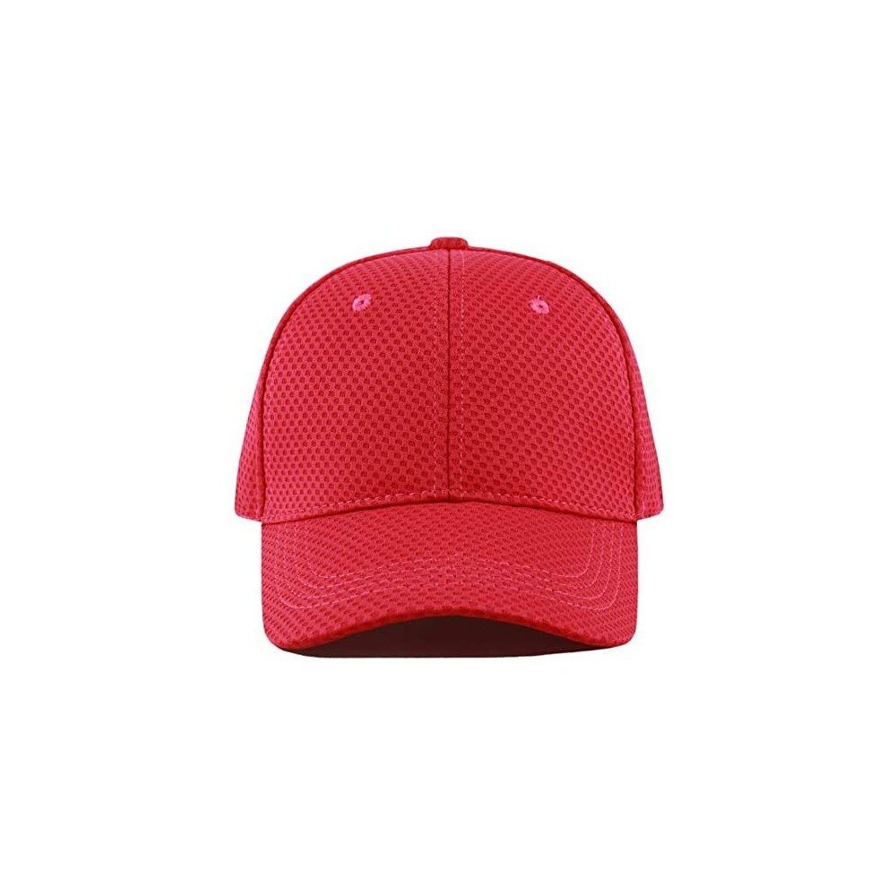 Baseball Caps Men's Curved Brim Stretch Fit Mesh 6 Panel Fitted Baseball Cap - Red - CU18I8U04O3 $12.06