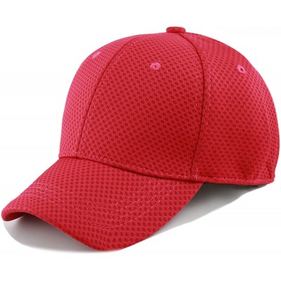 Baseball Caps Men's Curved Brim Stretch Fit Mesh 6 Panel Fitted Baseball Cap - Red - CU18I8U04O3 $12.06