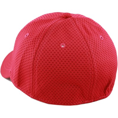 Baseball Caps Men's Curved Brim Stretch Fit Mesh 6 Panel Fitted Baseball Cap - Red - CU18I8U04O3 $12.06