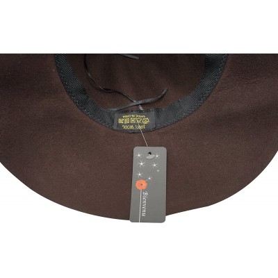 Sun Hats Women's Wide Brim Wool Ribbon Band Floppy Hat - Coffee - CJ11N7Q060P $23.05