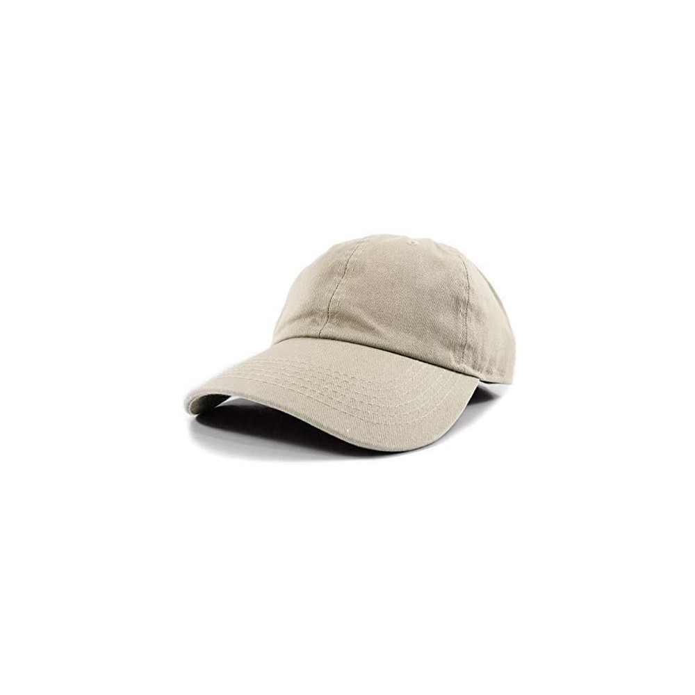 Baseball Caps Polo Style Baseball Cap Ball Dad Hat Adjustable Plain Solid Washed Mens Womens Cotton - Khaki - C118WDC305T $7.63