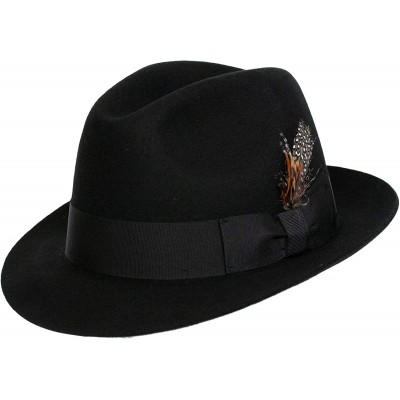 Fedoras 'Sinatra' Classic Brim Men's 100% Wool Fedora Hat - Black - C018GGCCU82 $117.04