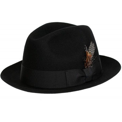 Fedoras 'Sinatra' Classic Brim Men's 100% Wool Fedora Hat - Black - C018GGCCU82 $111.72