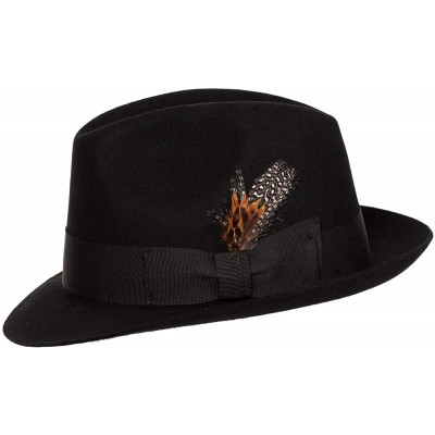 Fedoras 'Sinatra' Classic Brim Men's 100% Wool Fedora Hat - Black - C018GGCCU82 $66.50