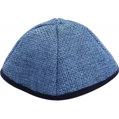 Fedoras Woven Burlap Kippah - Elegant Medium Blue - CQ18T49SO6Y $11.84