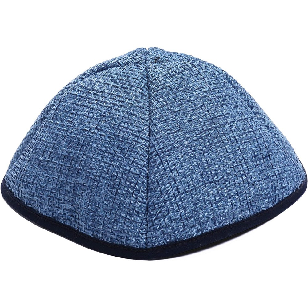 Fedoras Woven Burlap Kippah - Elegant Medium Blue - CQ18T49SO6Y $11.84