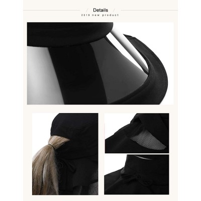 Sun Hats Womens Packable Ponytail Gardening Summer Sun Hat with Neck Flap Chin Strap - 00018black - CT18W4DNO4S $18.52