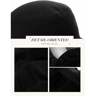 Sun Hats Womens Packable Ponytail Gardening Summer Sun Hat with Neck Flap Chin Strap - 00018black - CT18W4DNO4S $18.52
