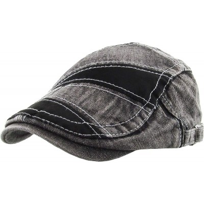 Newsboy Caps Classic Solid Cotton Denim Newsboy Ivy Gatsby Cabbie Ascot Hat Cap Adjustable - (200) Black Denim - C311OXVVBA1 ...