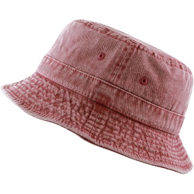 Bucket Hats 100% Cotton Canvas & Pigment Dyed Packable Summer Travel Bucket Hat - 2. Pigment - Burgundy - CK196EEQCX5 $11.70