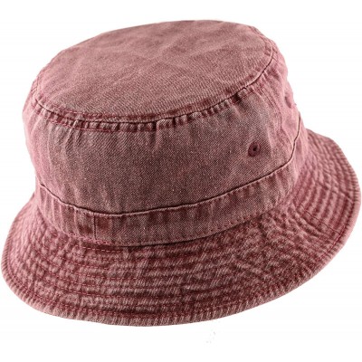 Bucket Hats 100% Cotton Canvas & Pigment Dyed Packable Summer Travel Bucket Hat - 2. Pigment - Burgundy - CK196EEQCX5 $11.70