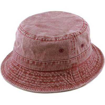 Bucket Hats 100% Cotton Canvas & Pigment Dyed Packable Summer Travel Bucket Hat - 2. Pigment - Burgundy - CK196EEQCX5 $11.70