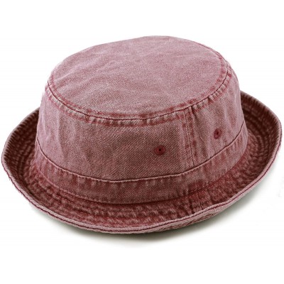 Bucket Hats 100% Cotton Canvas & Pigment Dyed Packable Summer Travel Bucket Hat - 2. Pigment - Burgundy - CK196EEQCX5 $11.70