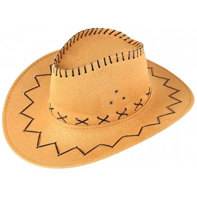 Cowboy Hats West Cowboy Hat Grassland Sunshade Mongolian Unisex Adult Cap - Yellow - CZ18SRECDI2 $8.57