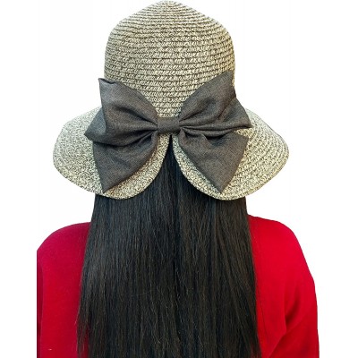 Sun Hats Floppy Stylish Sun Hats Bow and Leather Design - Style D - Khaki - C318CLNSNLY $15.72