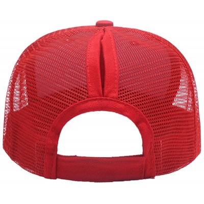 Baseball Caps Custom Ponytail Baseball Cap Personalized Messy Bun Hat Mesh Visor Trucker Hat - Red - CL18GZDTSAW $17.59