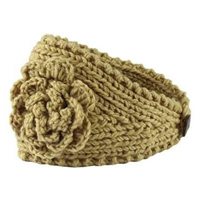 Cold Weather Headbands Fashion Women Crochet Button Headband Knit Hairband Flower Winter Ear Warmer Head Wrap - Coffee - CZ18...