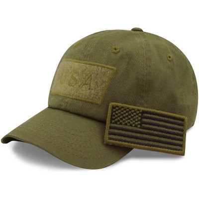 Baseball Caps Cotton & Pigment Low Profile Tactical Operator USA Flag Patch Military Army Cap - 2. Cotton - Olive - CU1983EA9...