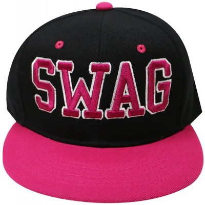 Baseball Caps Swag Snapback Caps - Black/Fuchsia - C418DHQ26ZT $17.20