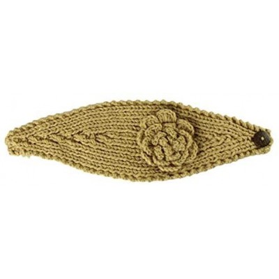 Cold Weather Headbands Fashion Women Crochet Button Headband Knit Hairband Flower Winter Ear Warmer Head Wrap - Coffee - CZ18...
